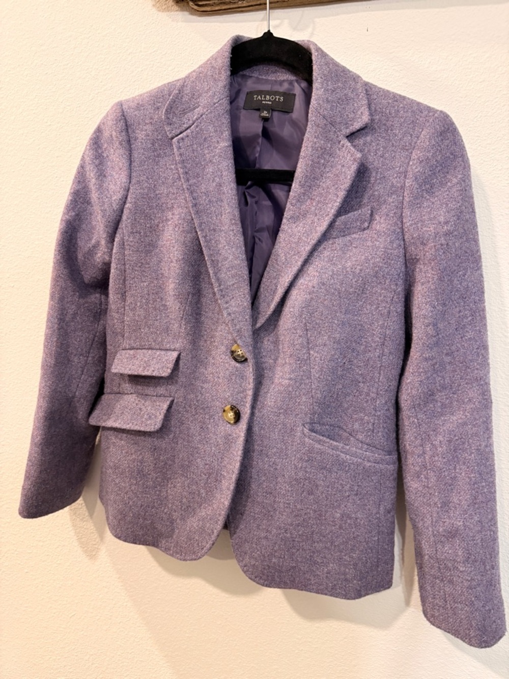 Talbots Purple-Lined Tweed Blazer